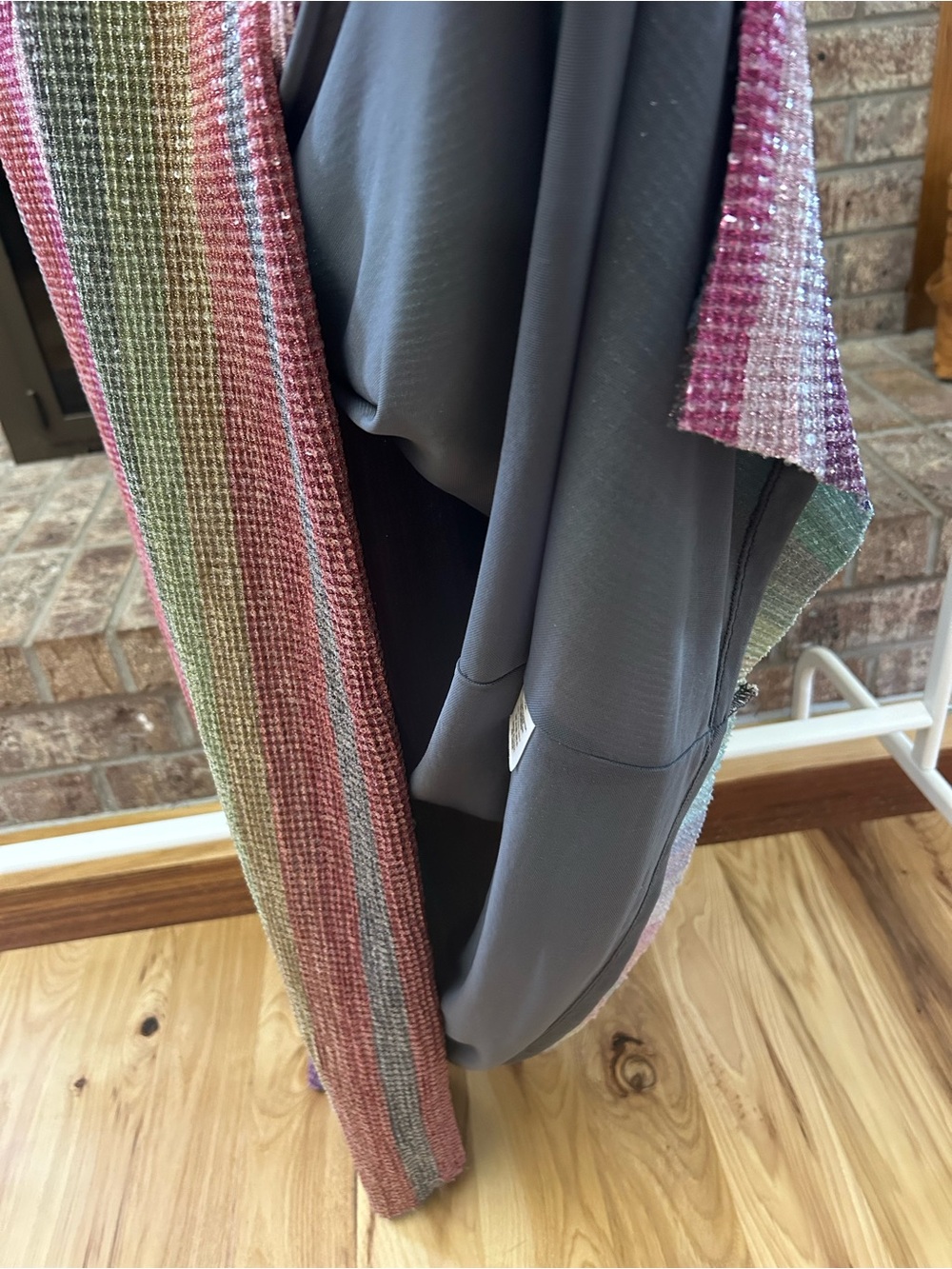 SAYLOR Meghan Rainbow Stripe Metallic Sequin Faux Wrap Midi Dress - Size XL - Picture 8 of 11